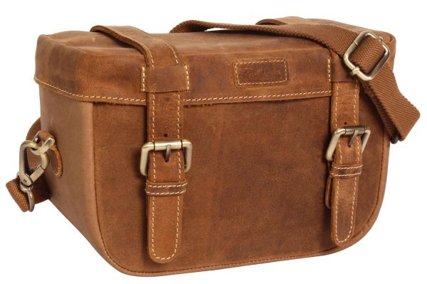 Lenker-Ledertasche kompakt mit Klick Fix-Platte braun 25 x 16 x 13 cm