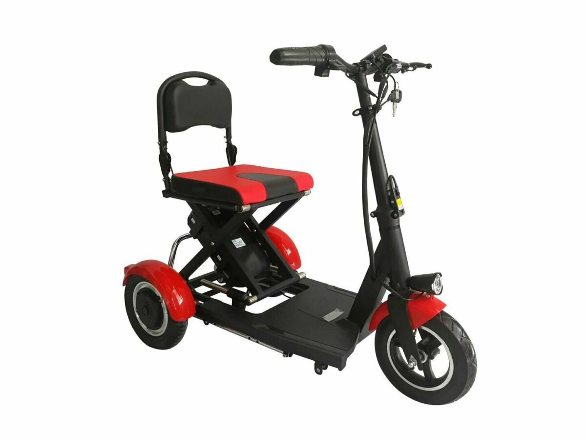 MoBot, 6 km/h, manuell faltbar, 2x300W, 374 Wh, Mobilitätshilfe, rot-schwarz