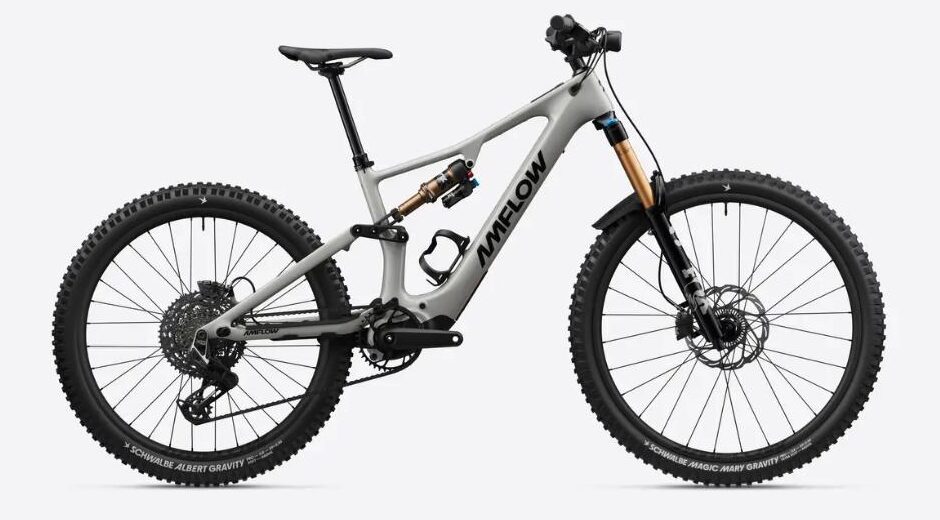 Amflow PX Carbon Pro E-Mountainbike Fully in Moonstone Gray, Seitenansicht